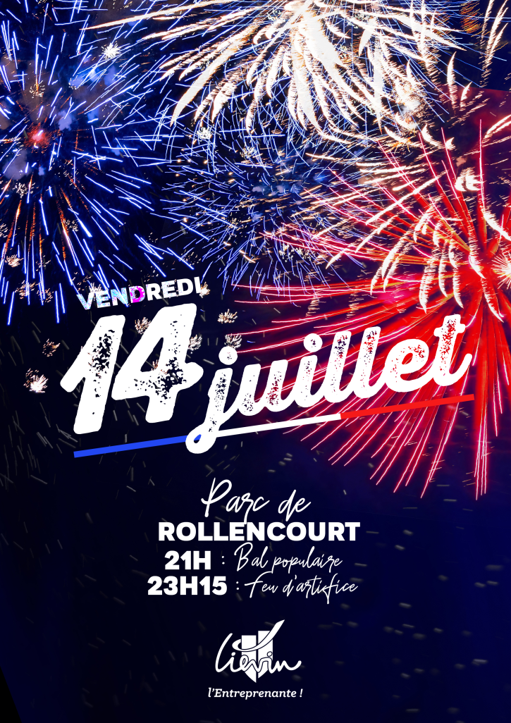 Affiche pour festivités du 14 juillet 2023 à Liévin